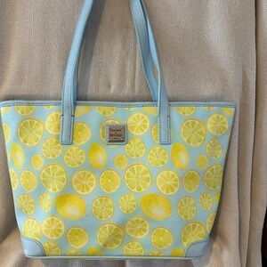 Dooney & Bourke Lemon Charleston Sky Blue Tote (Limited Edition)